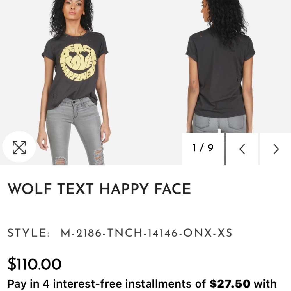Lauren Moshi - Wolf Text Happy Face - size M